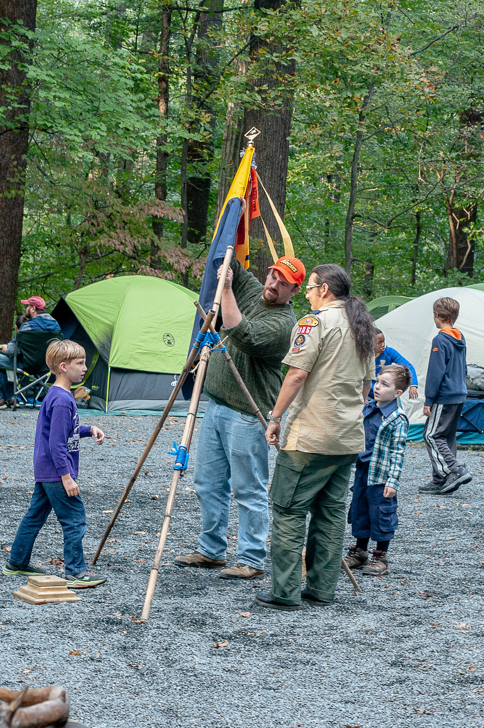 Leaders Hoisting Pack Flag leaders