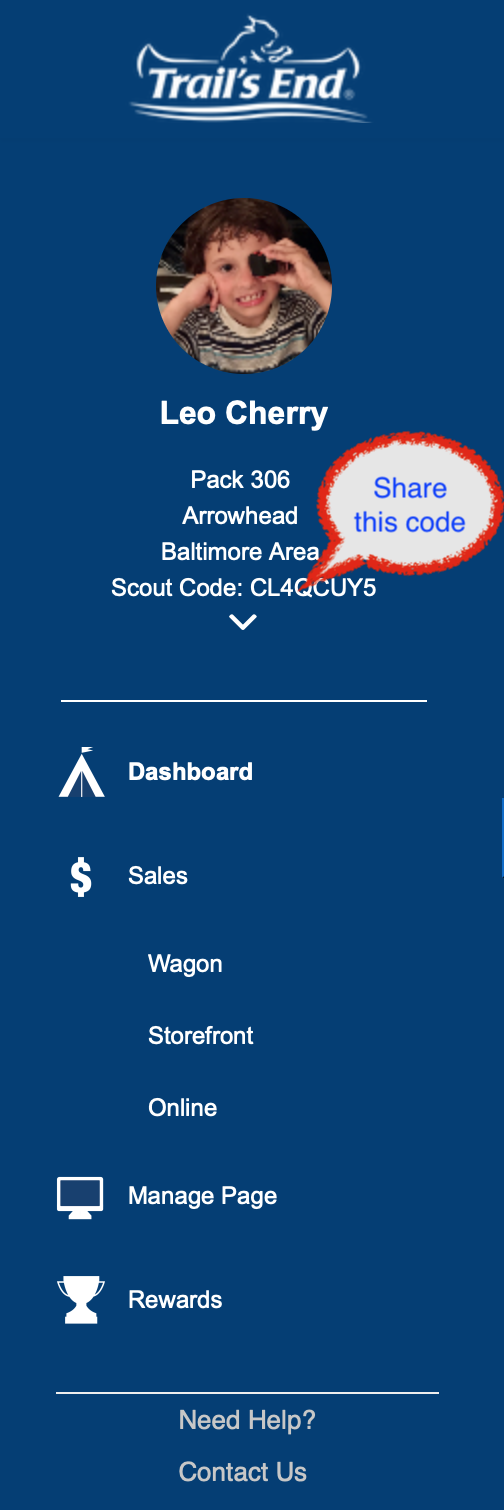 An example view of the left navigation menu in Trails End